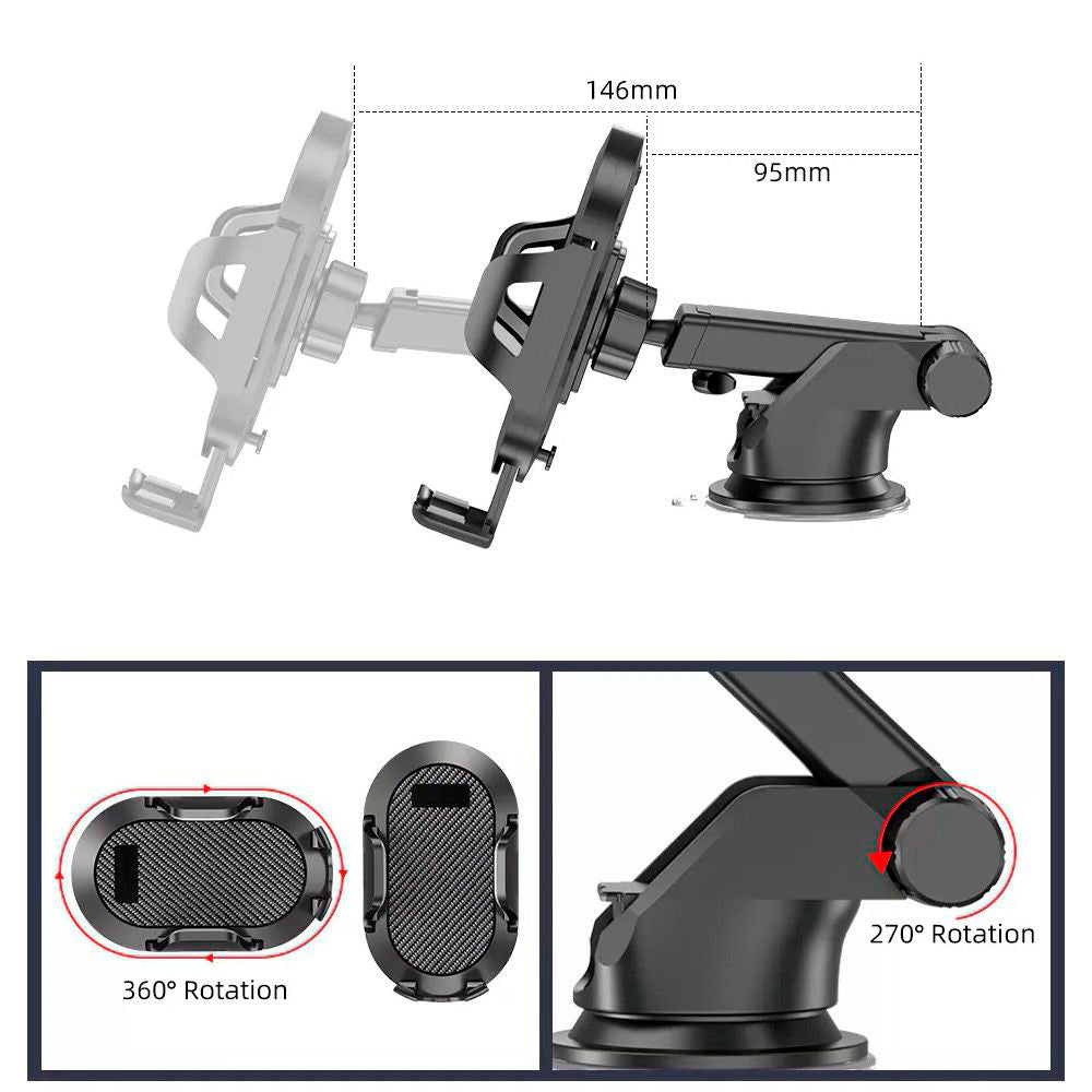 Auto držák Techsuit S113, Univerzální, Černý
