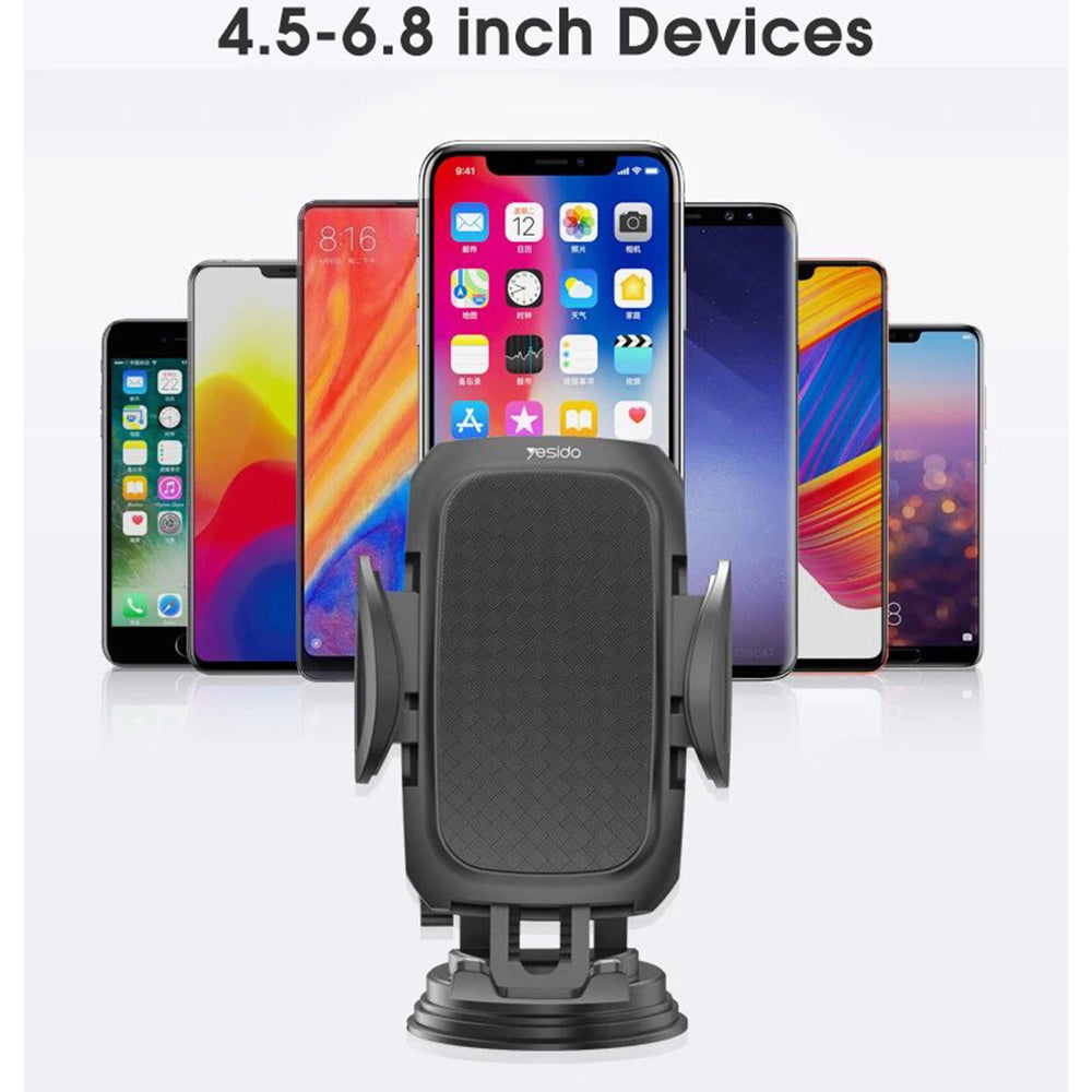 Auto držák Yesido C111, 4.5inch - 6.8inch, Černý