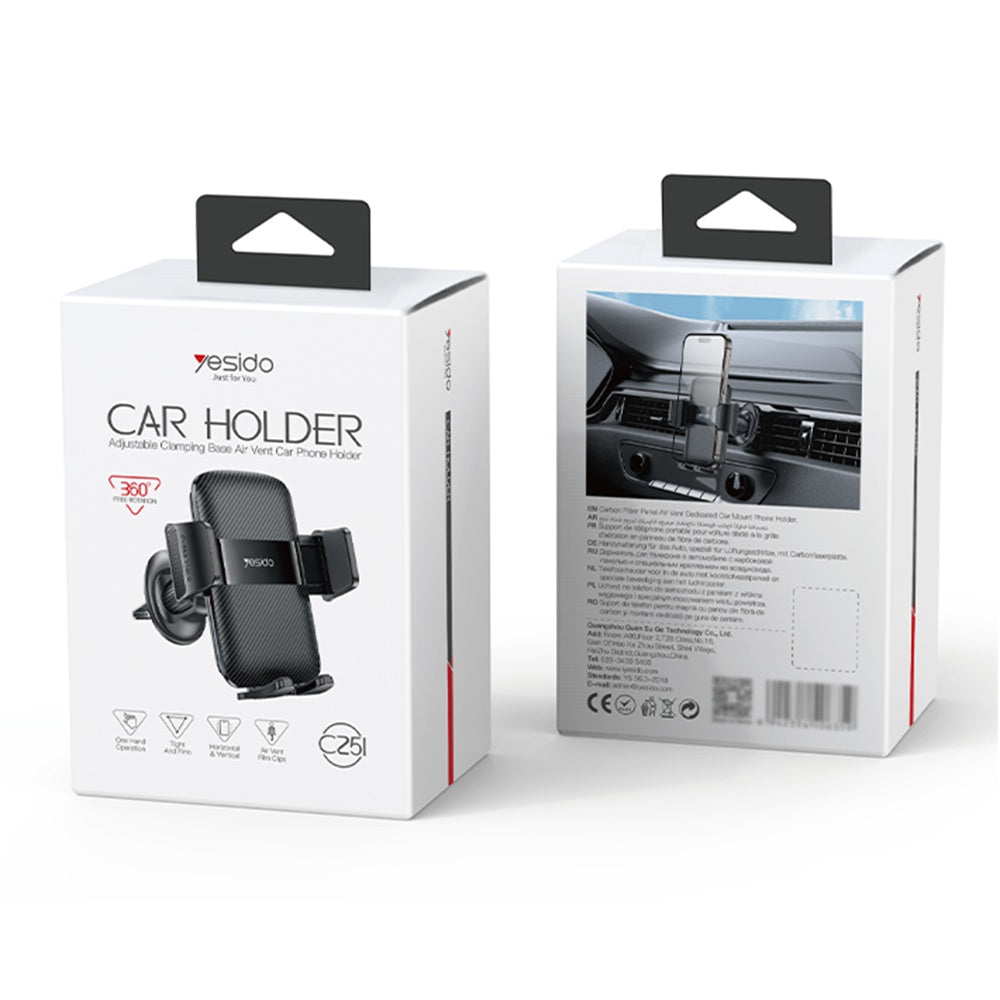 Auto držák Yesido C251, 4.8inch - 7.2inch, Černý