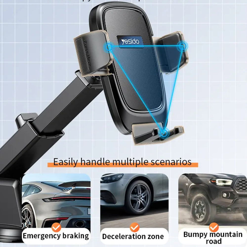 Auto držák Yesido C262, 4.7inch - 7.2inch, Černý