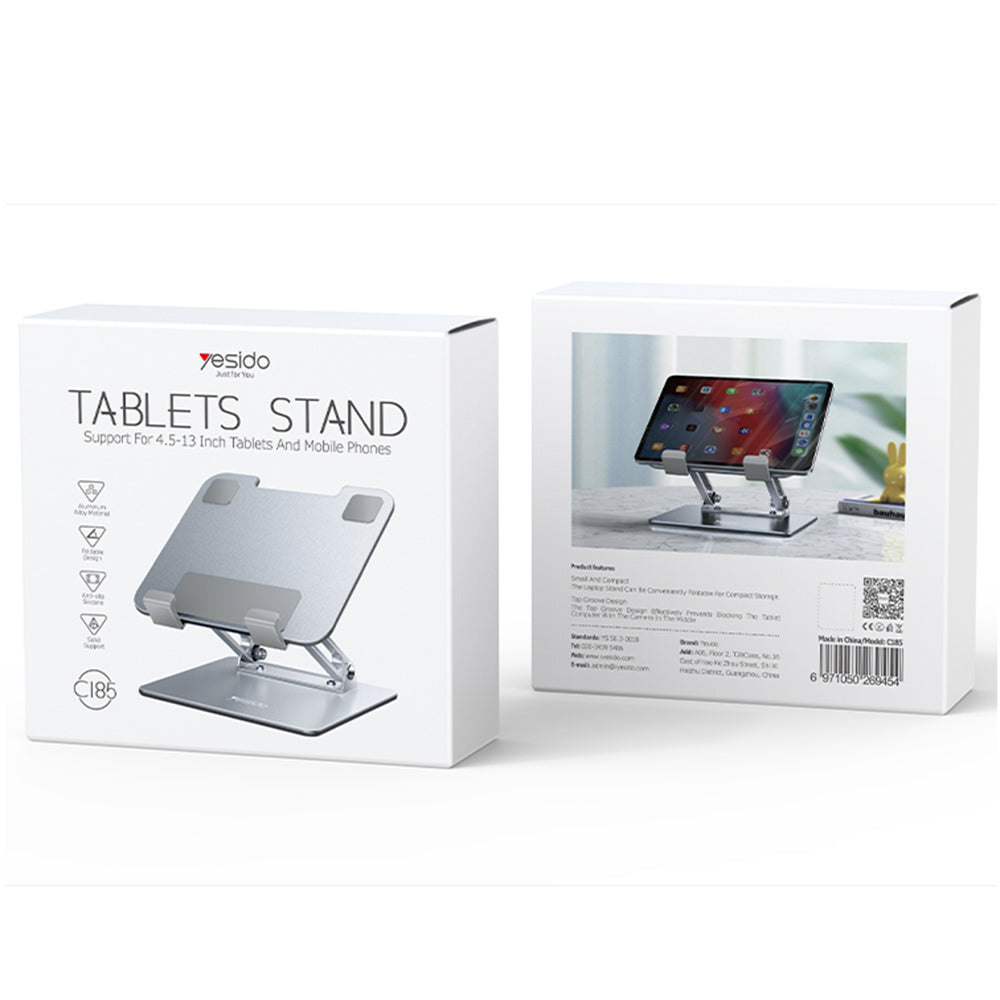 Stojan na stůl Yesido C185 pro telefon / tablet, 4,5 palce - 13 palců, stříbrný