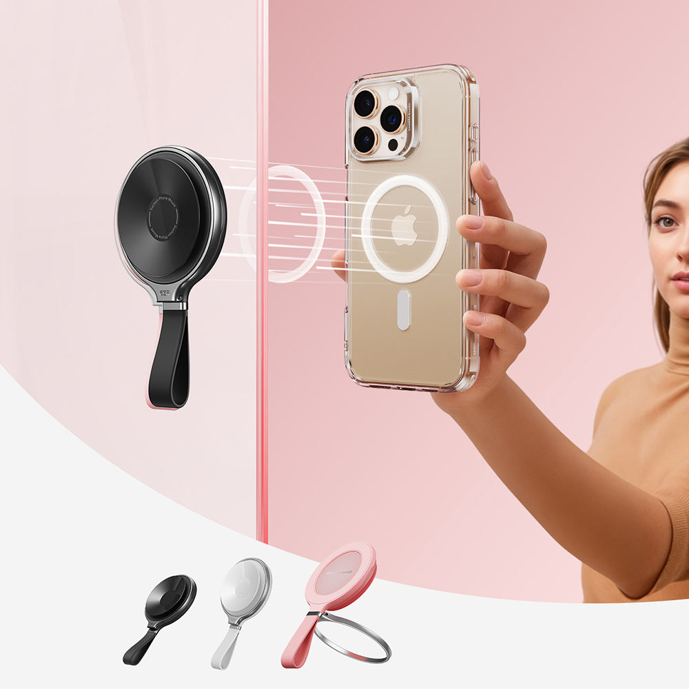 Podpora kroužku ESR HaloLock Leather, Univerzální, Černá