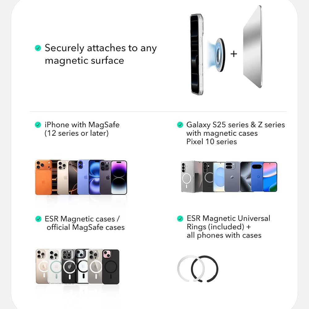 Podpora kroužku ESR HaloLock, Univerzální, Černá