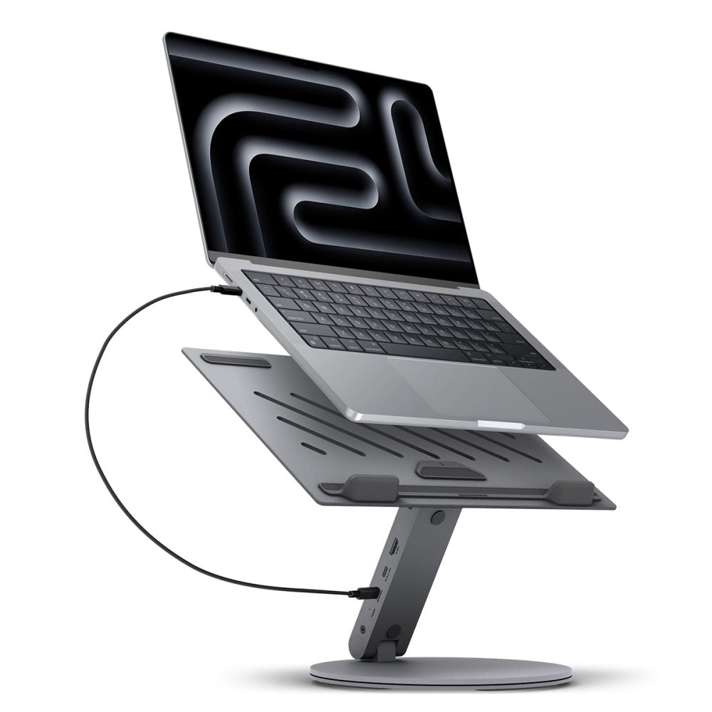 Podstavec s Hubem Spigen LD204H pro Laptop max. 15.6inch, Šedý AMP08885