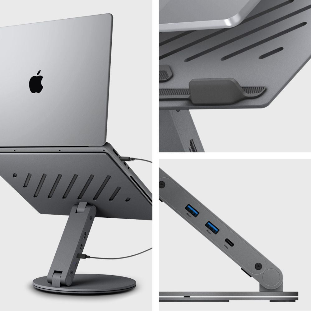 Podstavec s Hubem Spigen LD204H pro Laptop max. 15.6inch, Šedý AMP08885