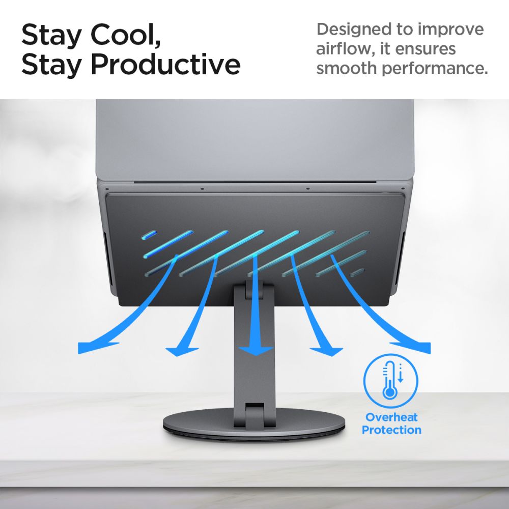 Podstavec s Hubem Spigen LD204H pro Laptop max. 15.6inch, Šedý AMP08885