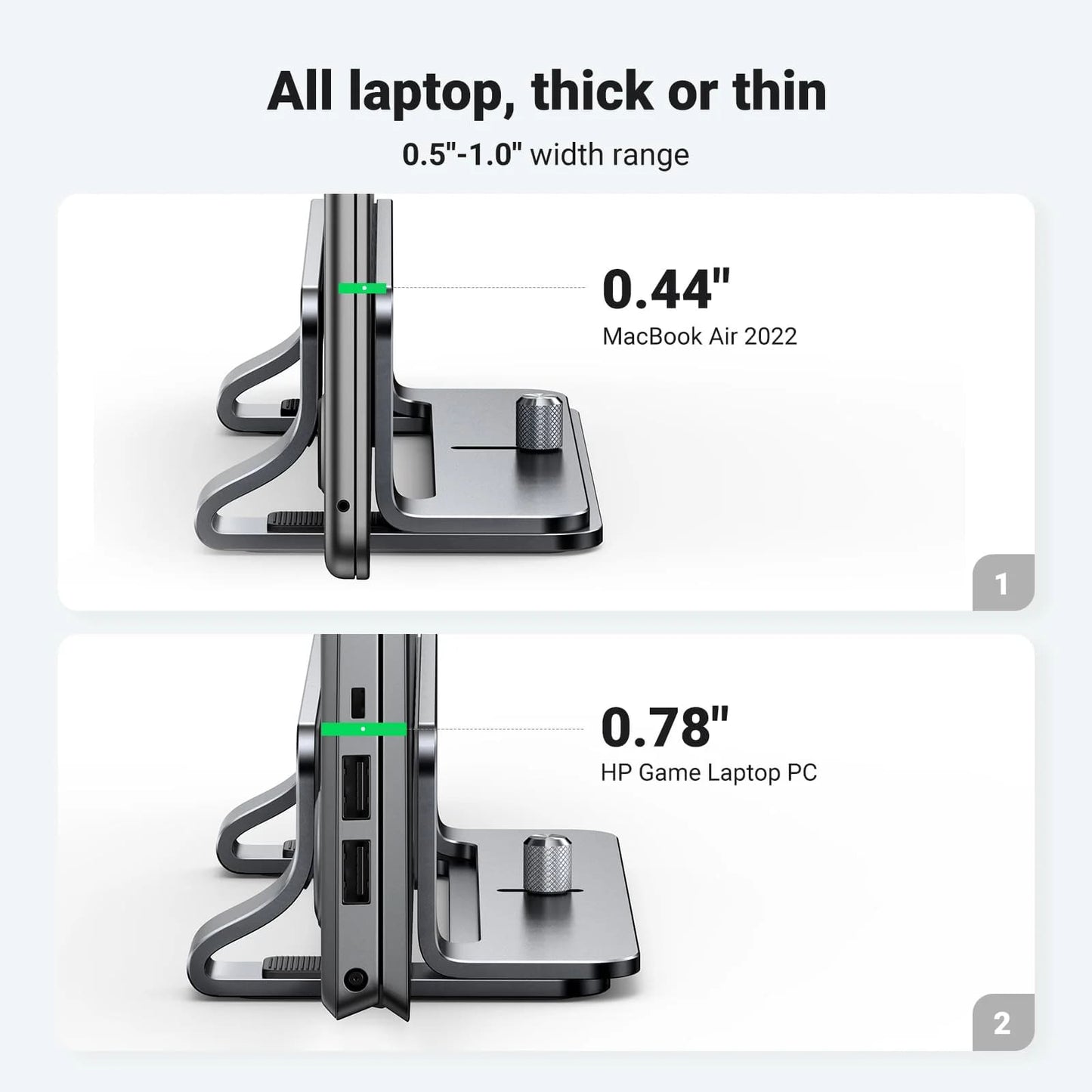 UGREEN LP258 Vertical Stand for Laptop with thickness 12mm - 26mm, Silver