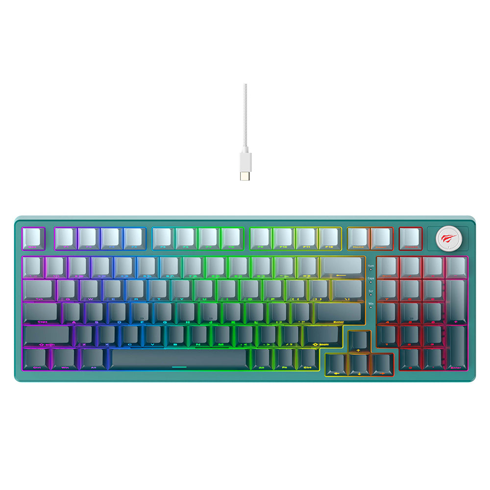 Herní klávesnice HAVIT KB899L, RGB, 1.8m, Bílá Zelená