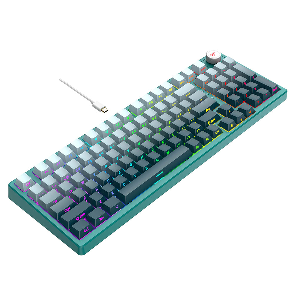 Herní klávesnice HAVIT KB899L, RGB, 1.8m, Bílá Zelená