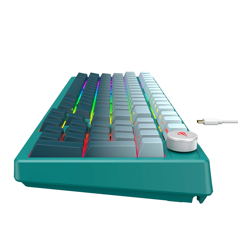 Herní klávesnice HAVIT KB899L, RGB, 1.8m, Bílá Zelená