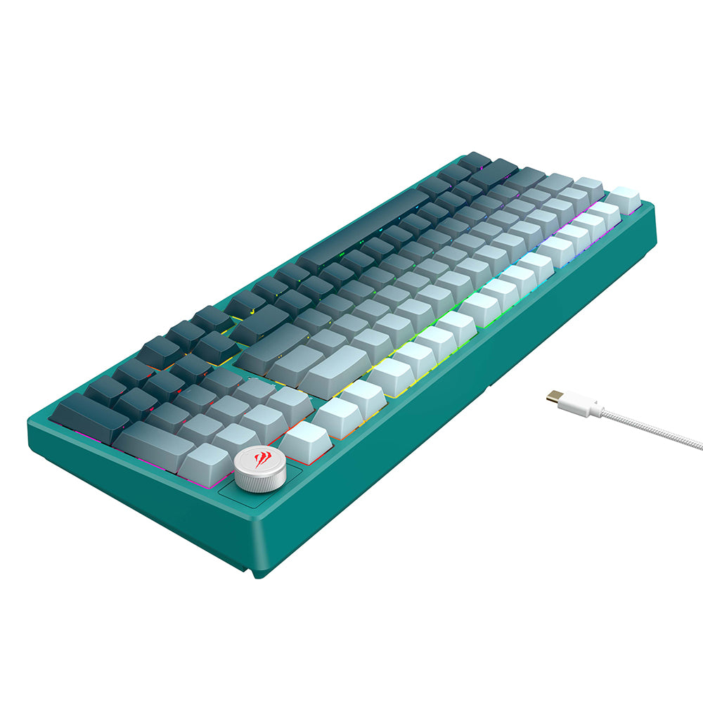 Herní klávesnice HAVIT KB899L, RGB, 1.8m, Bílá Zelená