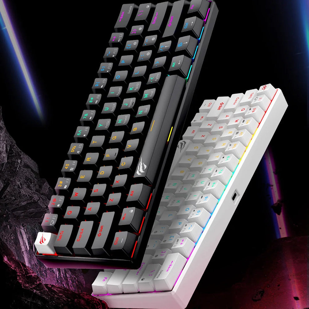 Herní klávesnice s kabelem USB HAVIT KB903L, RGB, 1,8 m, průhledná bílá