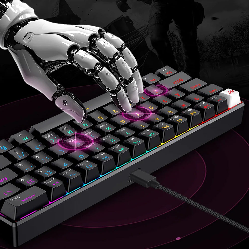 Herní klávesnice s kabelem USB HAVIT KB903L, RGB, 1,8 m, průhledná bílá