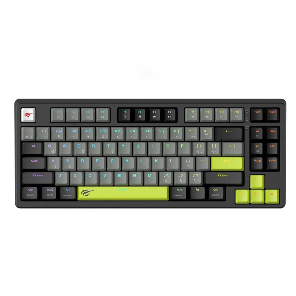 Herní klávesnice s kabelem USB HAVIT KB904L, RGB, 1,8 m, černá zelená