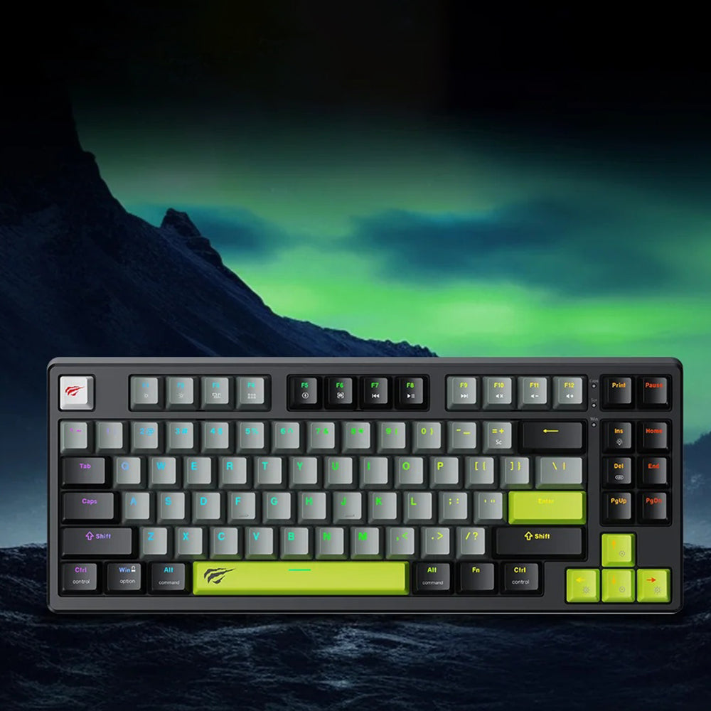 Herní klávesnice s kabelem USB HAVIT KB904L, RGB, 1,8 m, černá zelená