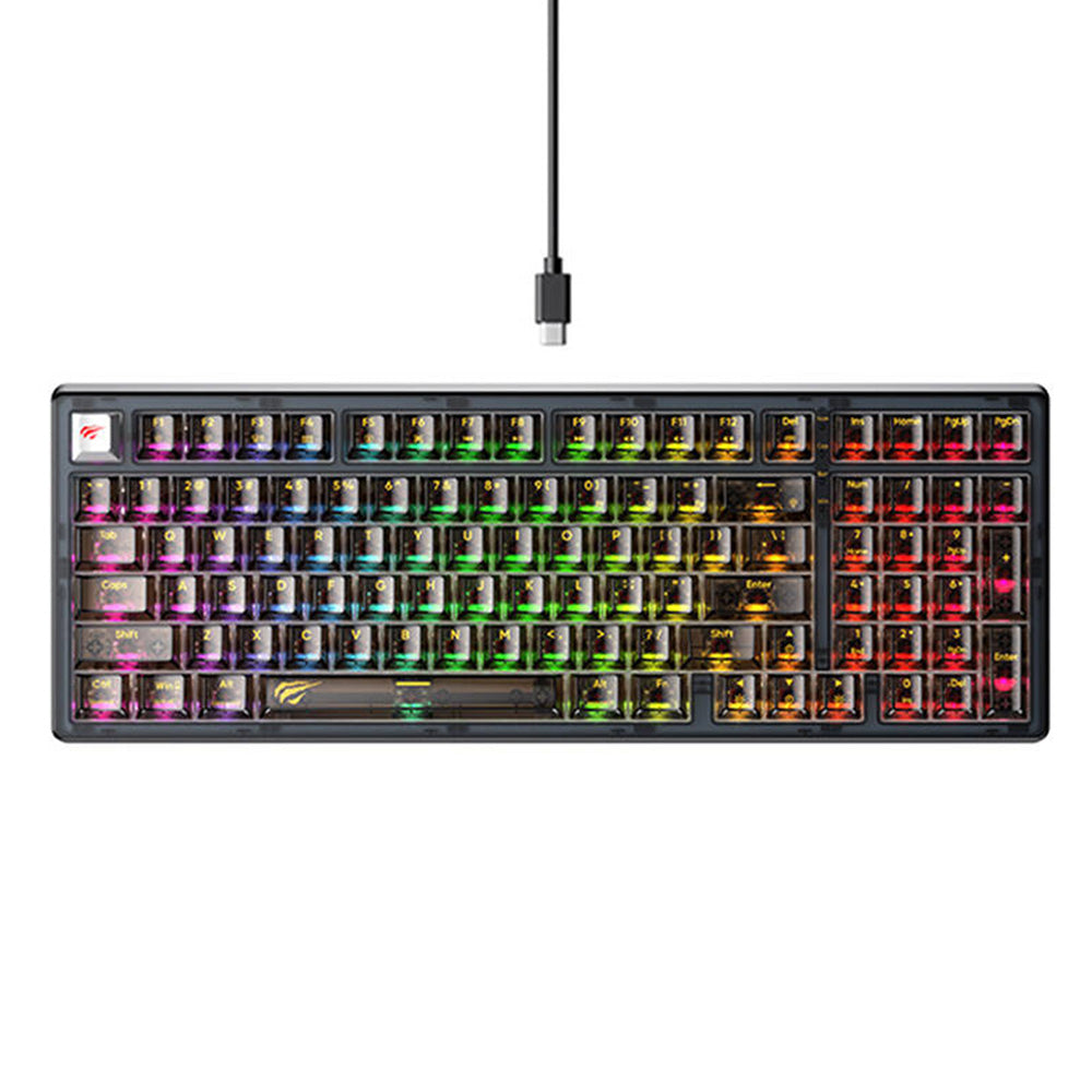 Klávesnice Gaming Wired USB HAVIT KB875L, RGB, 1.8m, Černá průhledná