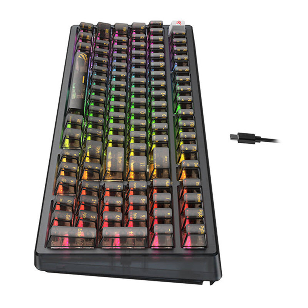 Klávesnice Gaming Wired USB HAVIT KB875L, RGB, 1.8m, Černá průhledná