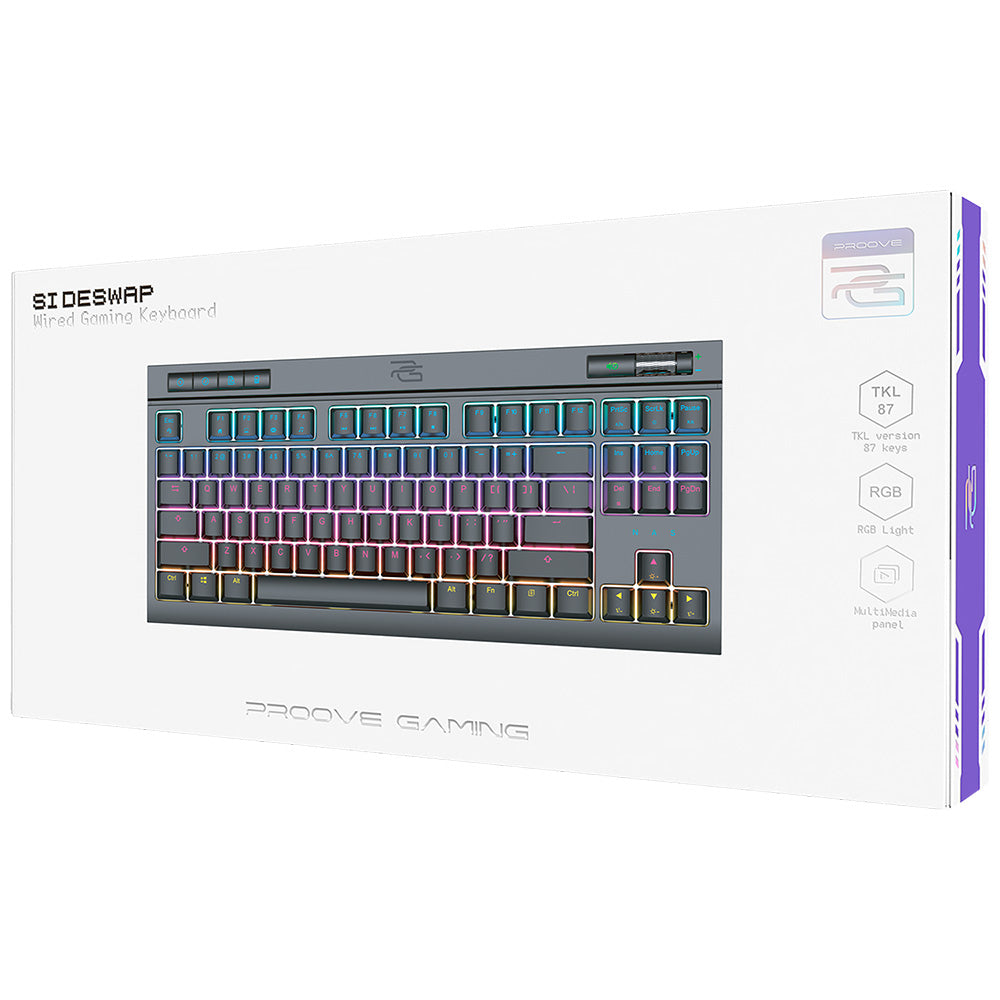 Herní klávesnice Wired USB Proove Sideswap, RGB, 1.5m, Černá CKSIEN00022401