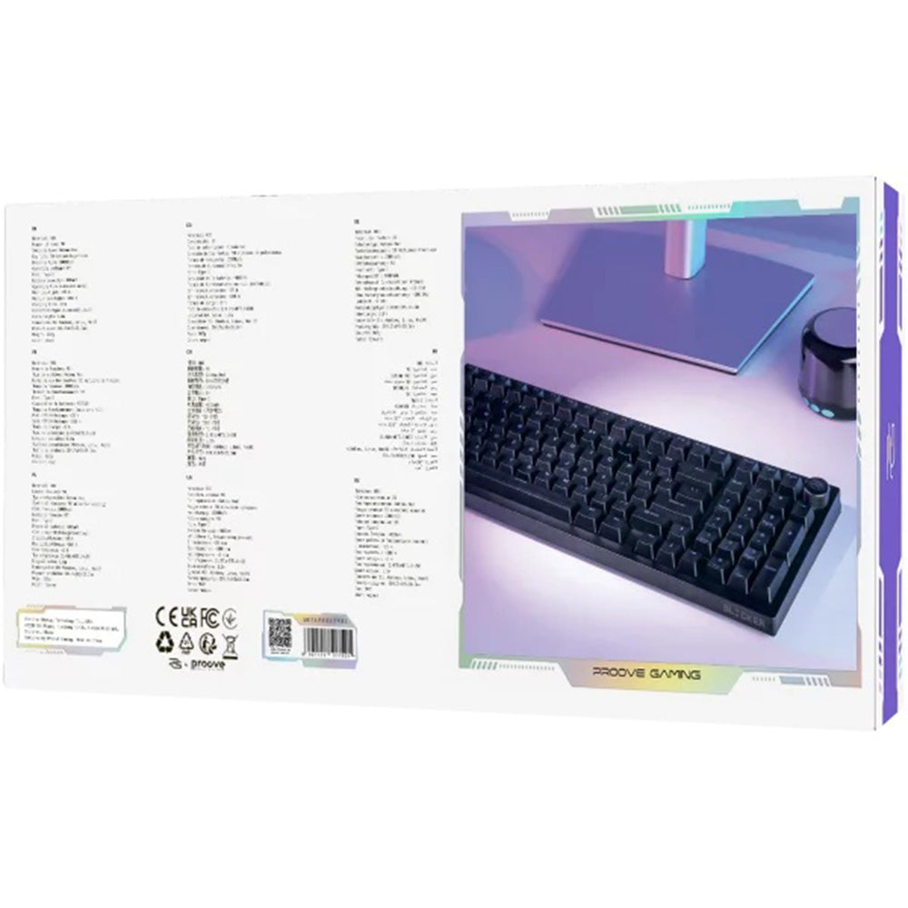 Klávesnice Gaming Wireless Proove Slicker, RGB, BT / Wi-Fi / Wired, 1.8m, Černá WKSLEN00022401