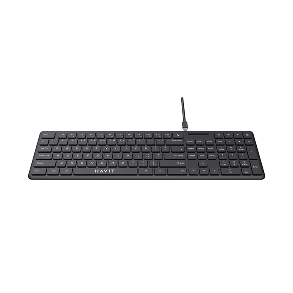 Klávesnice Wired USB HAVIT KB252, USB-C, 1.5m, Černá