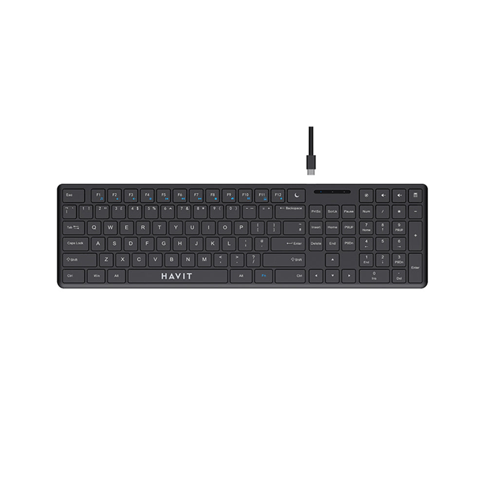Klávesnice Wired USB HAVIT KB252, USB-C, 1.5m, Černá