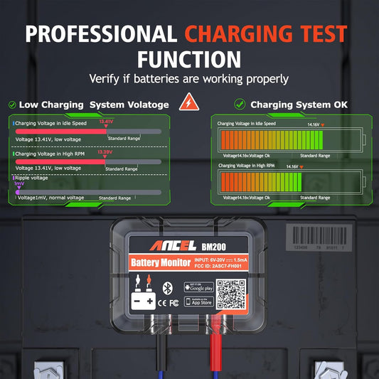 Bluetooth tester pro monitorování autobaterie Ancel BM200