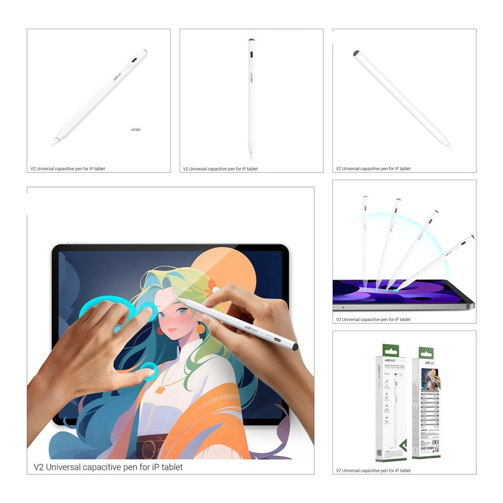 Touch Pen Acefast V2 pro Apple iPad, Aktivní verze, Bílá
