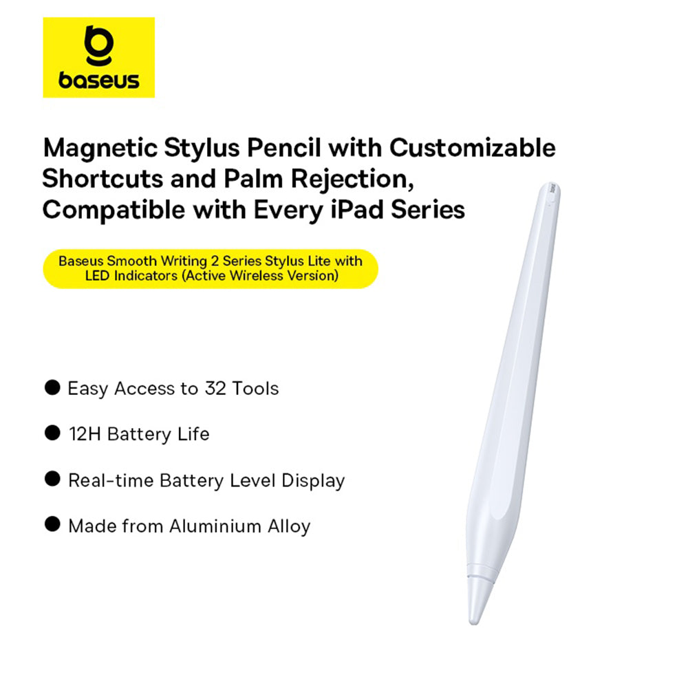 Baseus Smooth Writing 2 Series Touch Pen for Apple iPad, Active Wireless Version, White P80015802213-03