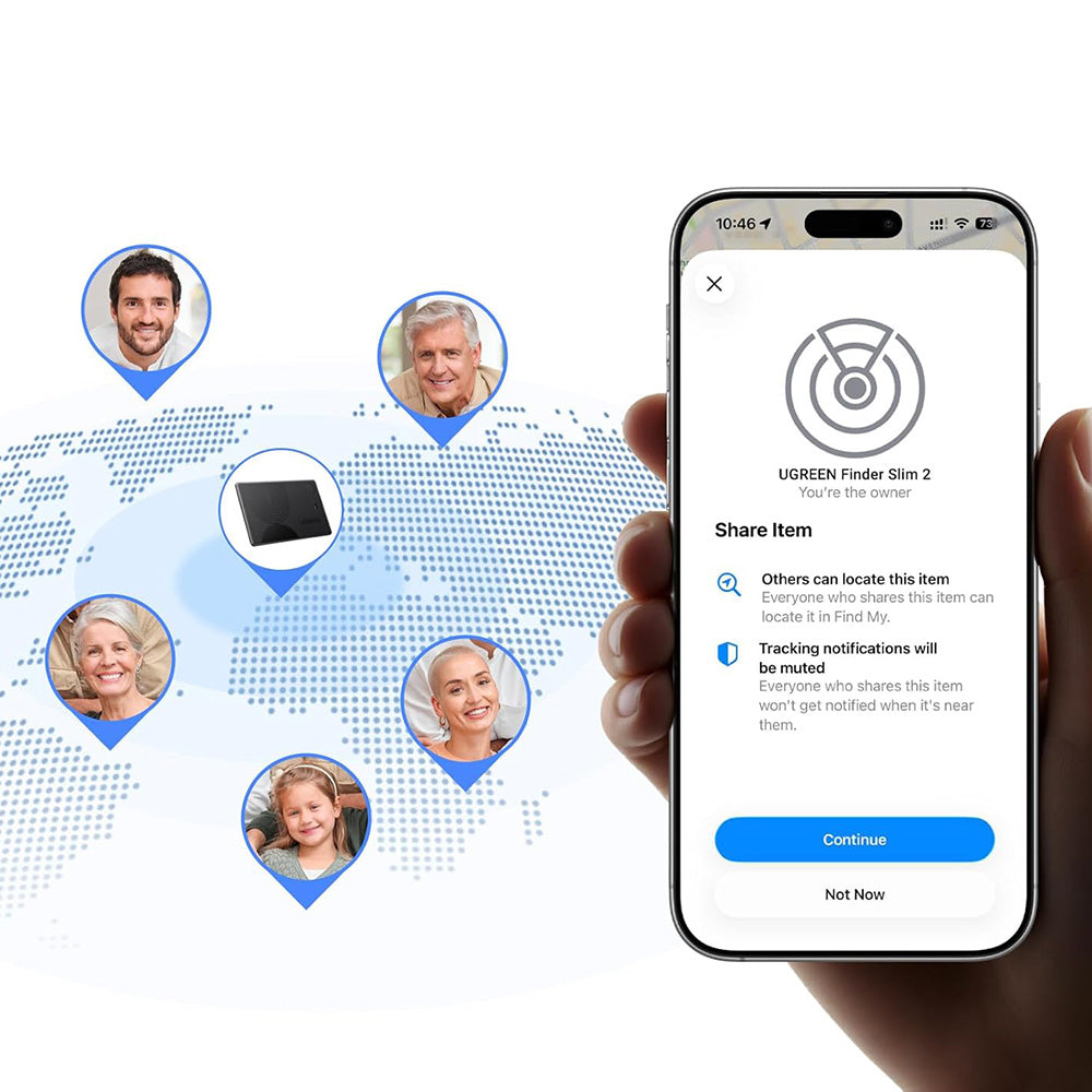 UGREEN SmartTag Smart Finder Slim 2 CM920 (75120A) pro iOS Series, Sada 2 kusy, Černá