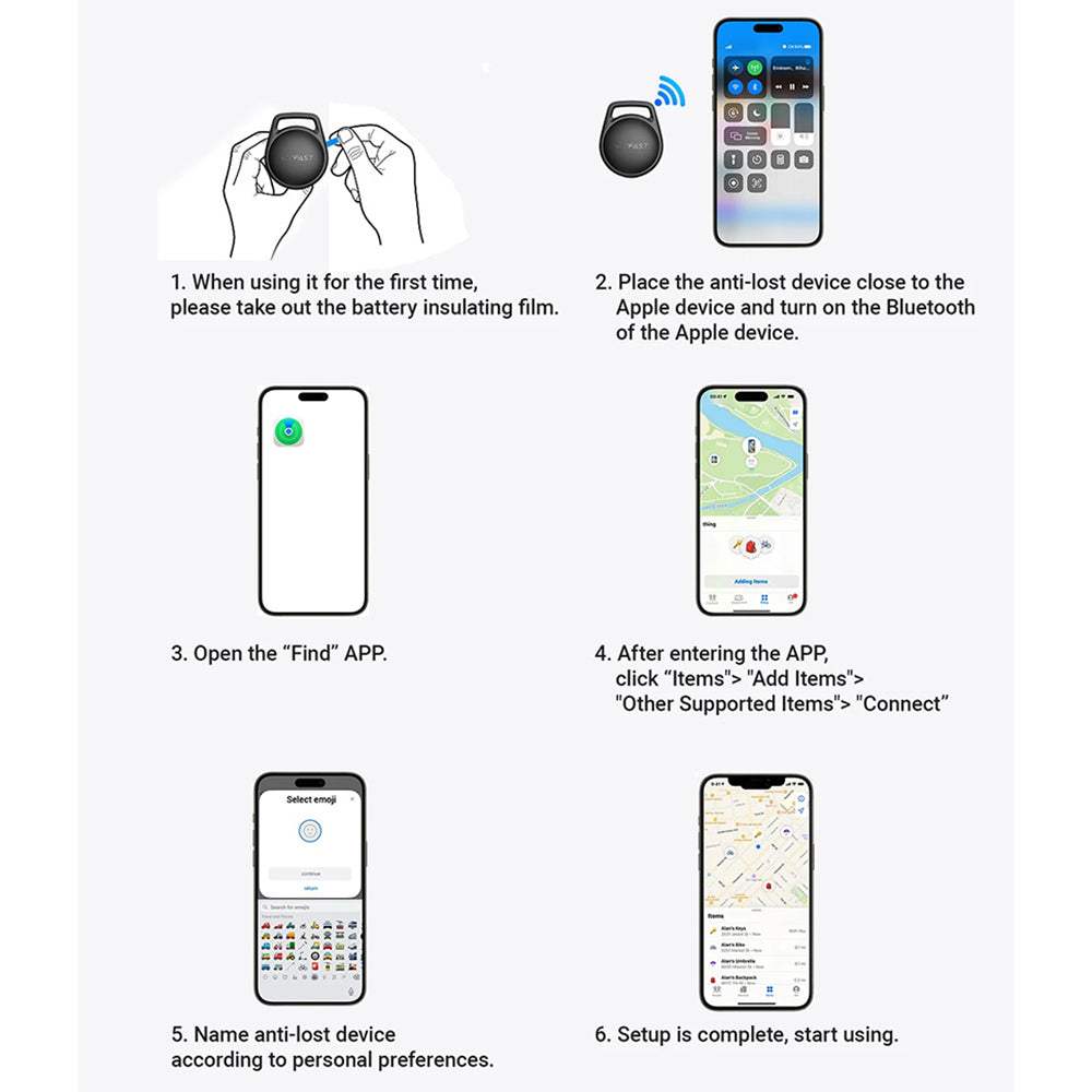 Acefast SmartTag S2 pro iOS Series, Černý