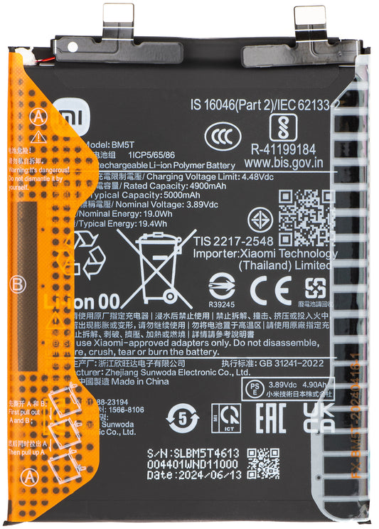 Baterie Xiaomi 14T / 13T / Poco X6 Pro / M6 Pro 4G / Redmi Note 13 Pro 4G, BM5T, Service Pack 1330102000122B