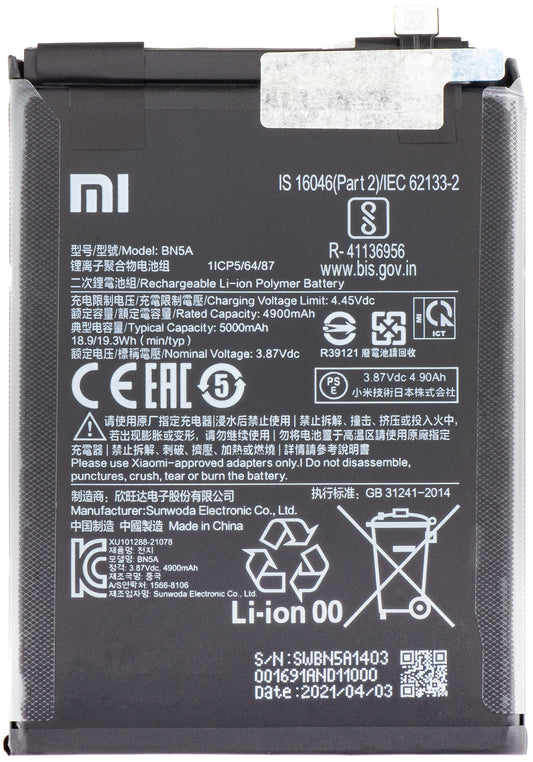 Baterie Xiaomi Redmi 10 2022 / Note 10T 5G / 10 (2021) / Note 10 5G / Poco M3 Pro 5G, BN5A, Service Pack 460200006L5Z 
