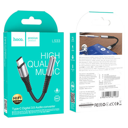 USB-C audio adaptér - 3,5 mm HOCO LS33, šedý
