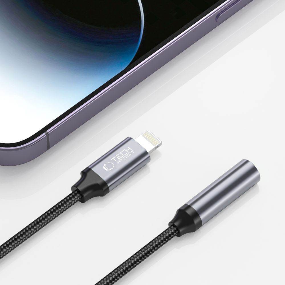 Audio adaptér Lightning - 3.5mm Tech-Protect Ultraboost, Černý