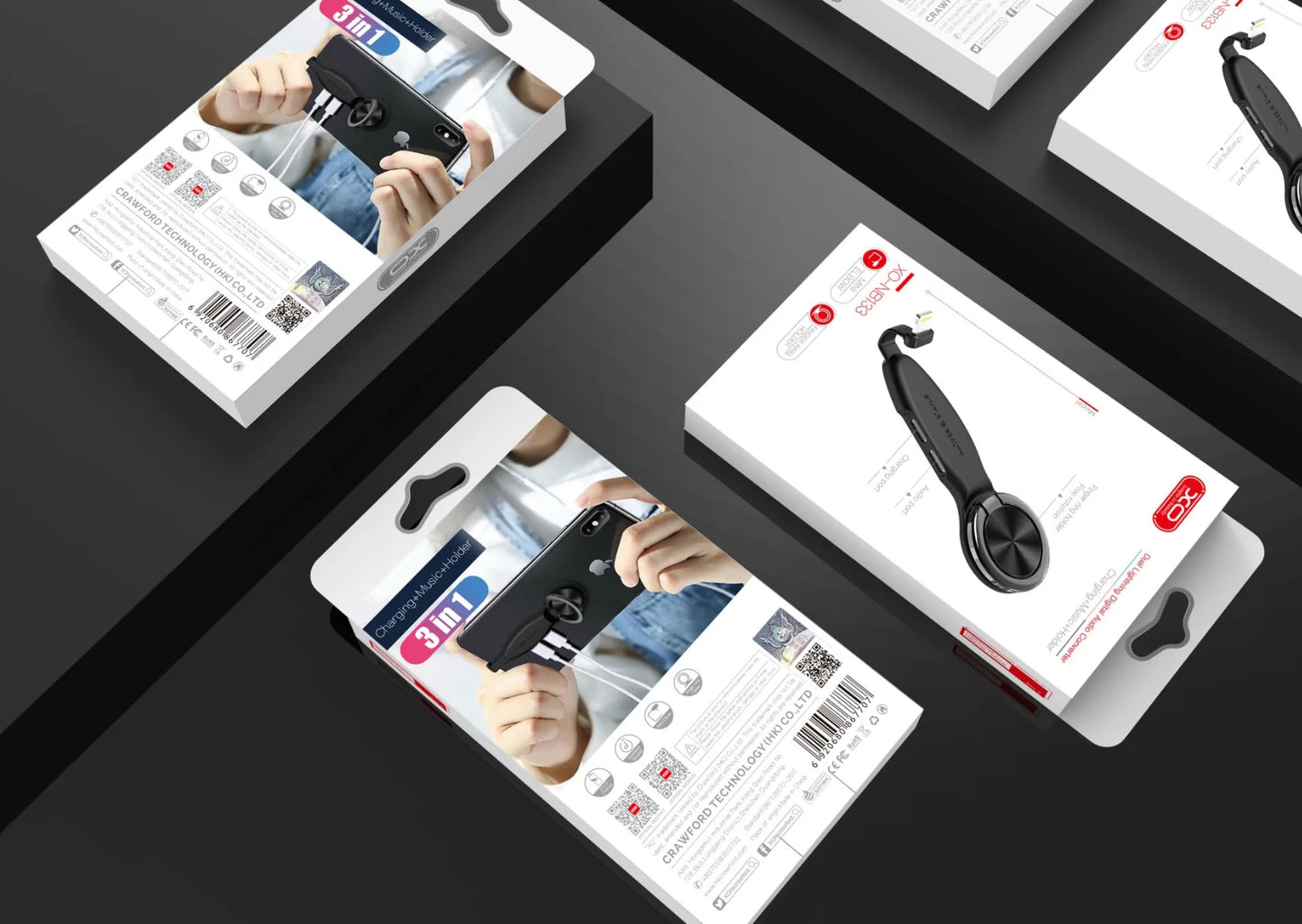 Audio adaptér Lightning - 2 x Lightning XO Design NB133, Černý