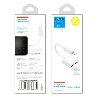 Adaptér Audio Lightning - 2 x Lightning Joyroom S-Y104, Bílý