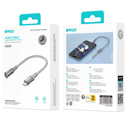 Audio adaptér Lightning - 3,5 mm BWOO BZ66, Šedý