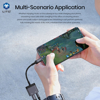 Audio adaptér Lightning - Lightning / 3.5mm Lito LA04L, Černý