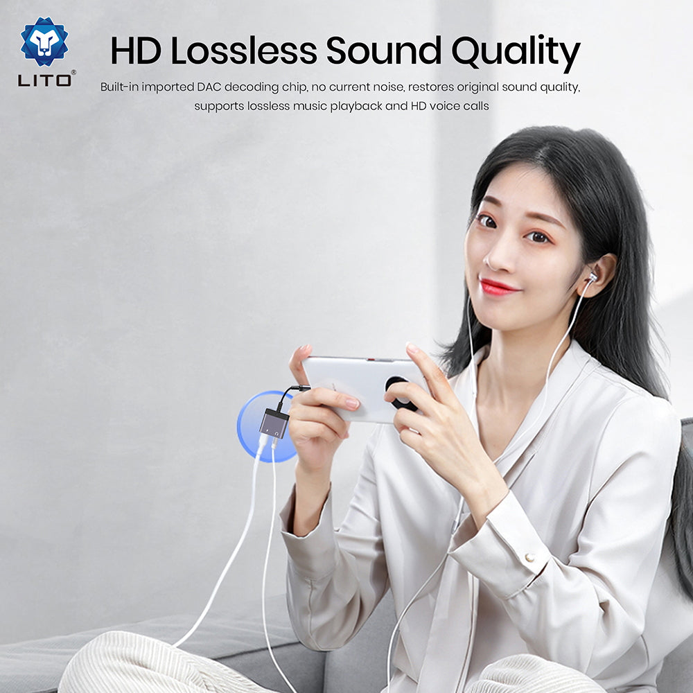 Audio adaptér Lightning - Lightning / 3.5mm Lito LA04L, Černý