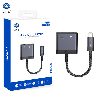 Audio adaptér Lightning - Lightning / 3.5mm Lito LA04L, Černý