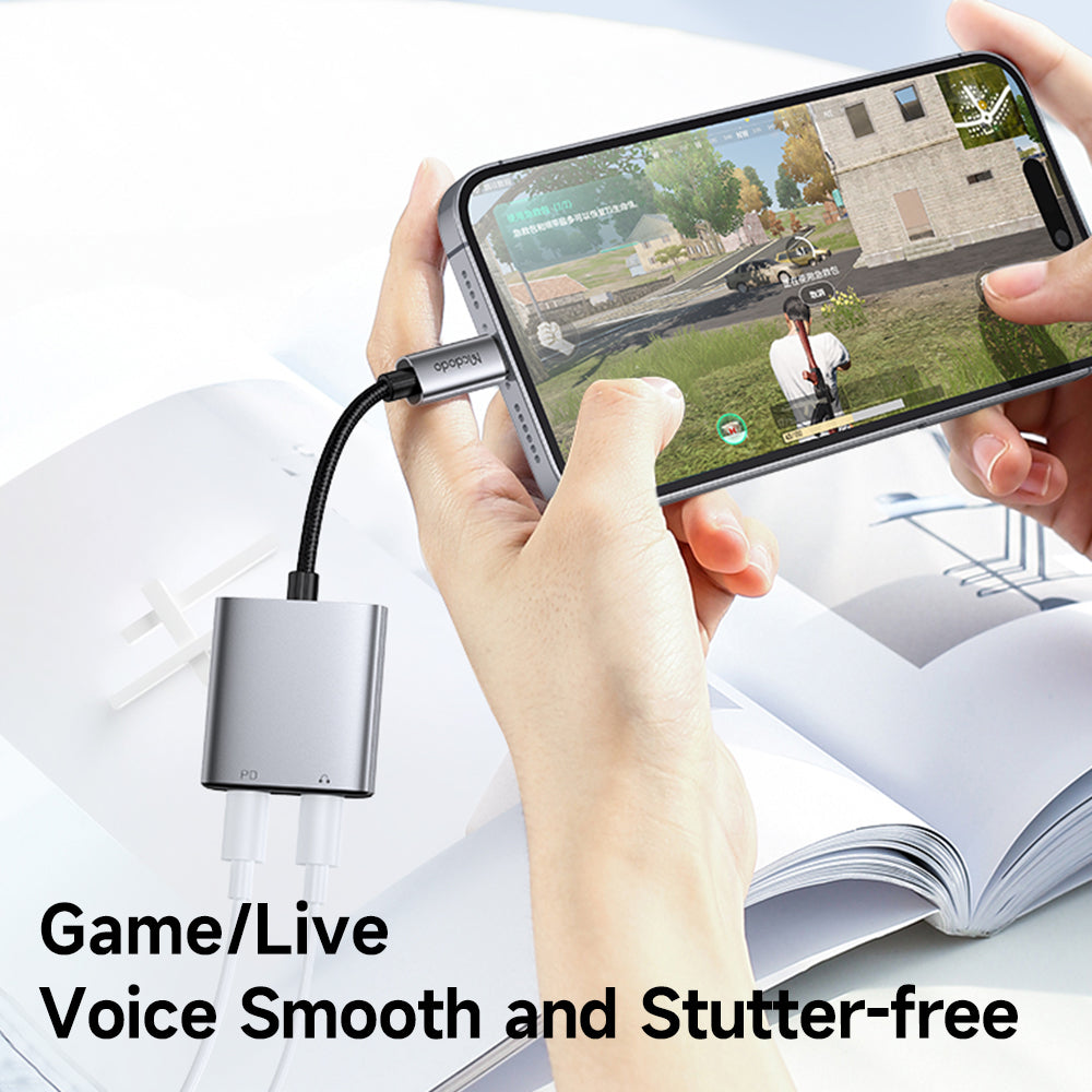 Audio adaptér Lightning - Lightning / Lightning McDodo CA-5560 Wales, Šedý