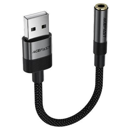 Audio adaptér Acefast J13, USB-A - 3,5 mm, černý.