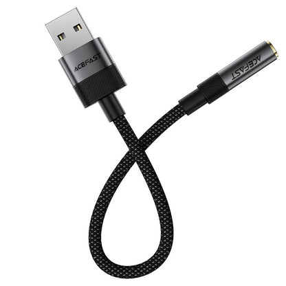 Audio adaptér Acefast J13, USB-A - 3,5 mm, černý.