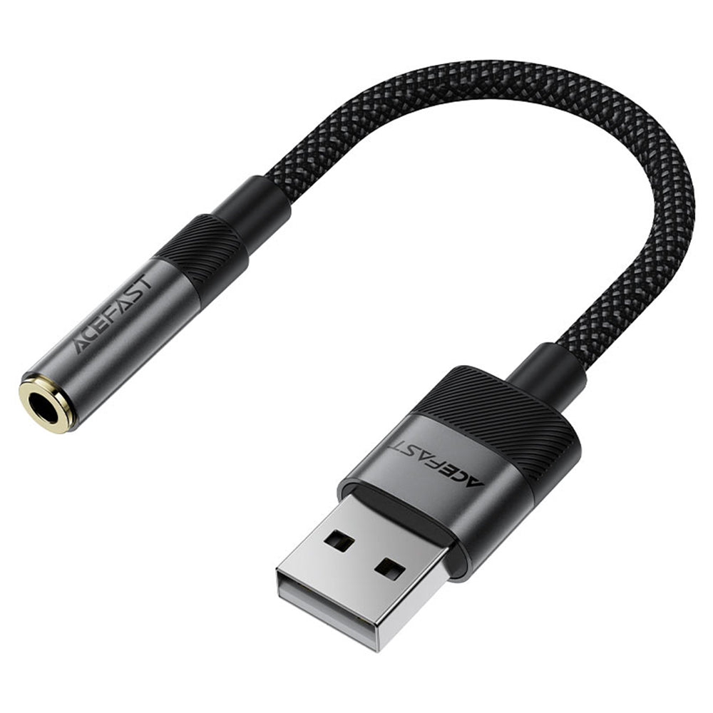 Audio adaptér Acefast J13, USB-A - 3,5 mm, černý.