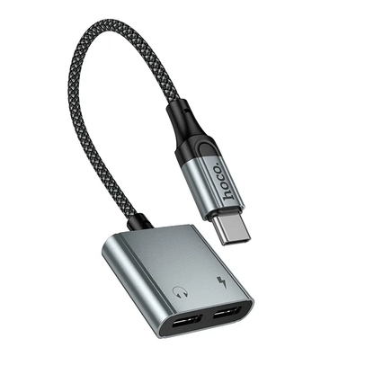 USB-C audio adaptér - USB-C / USB-C HOCO UPA34A, šedý
