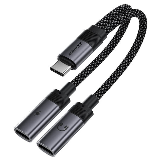Audio adaptér USB-C - 2 x USB-C Acefast J14, Černý