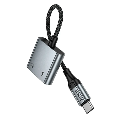 USB-C audio adaptér - USB-C / USB-C HOCO UPA34A, šedý