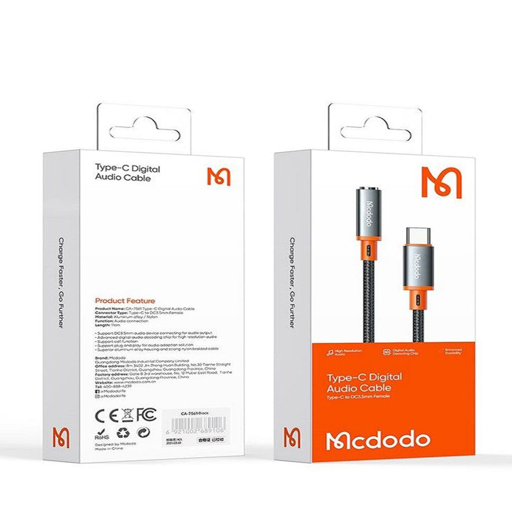 Audio adaptér USB-C - 3.5mm McDodo CA-7561, Černý