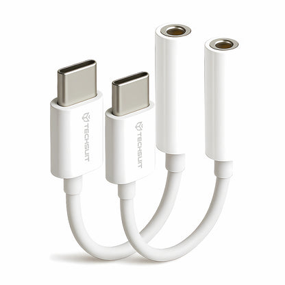 Audio adaptér USB-C - 3.5mm Techsuit AC18 MusicBox, Bílý, Sada 2 kusy