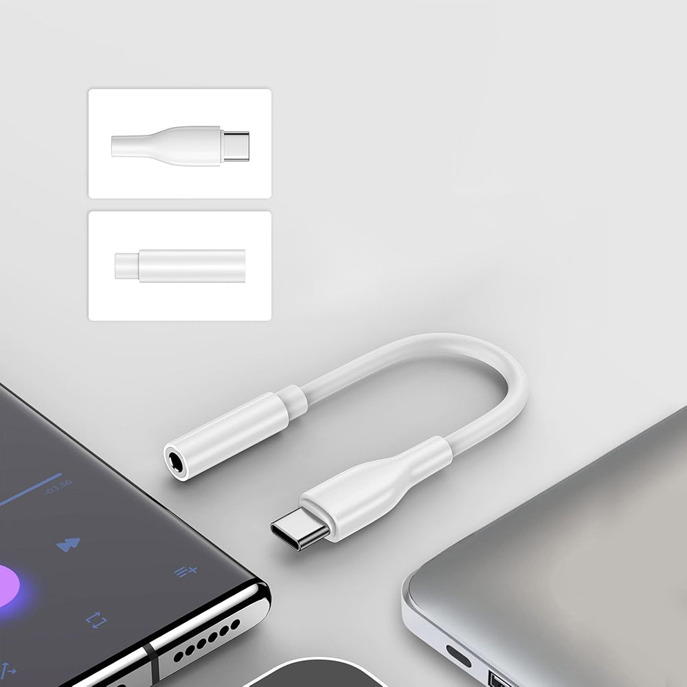 Audio adaptér USB-C - 3.5mm Techsuit AC18 MusicBox, Bílý, Sada 2 kusy